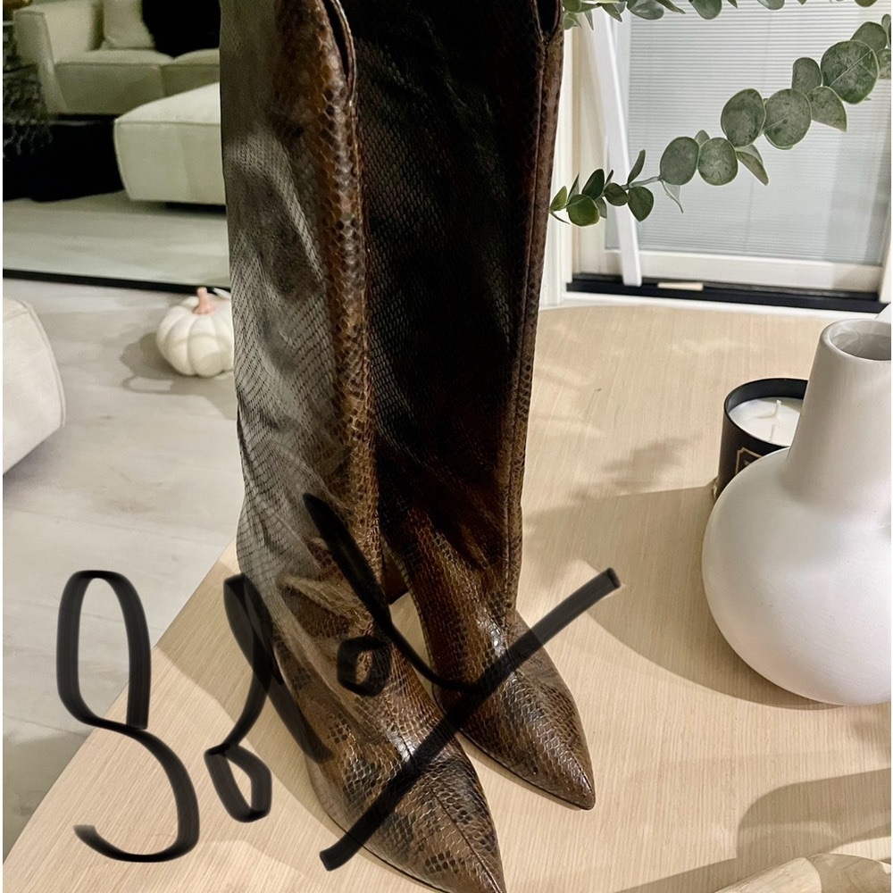 Brand New Knee High Python Print Boot